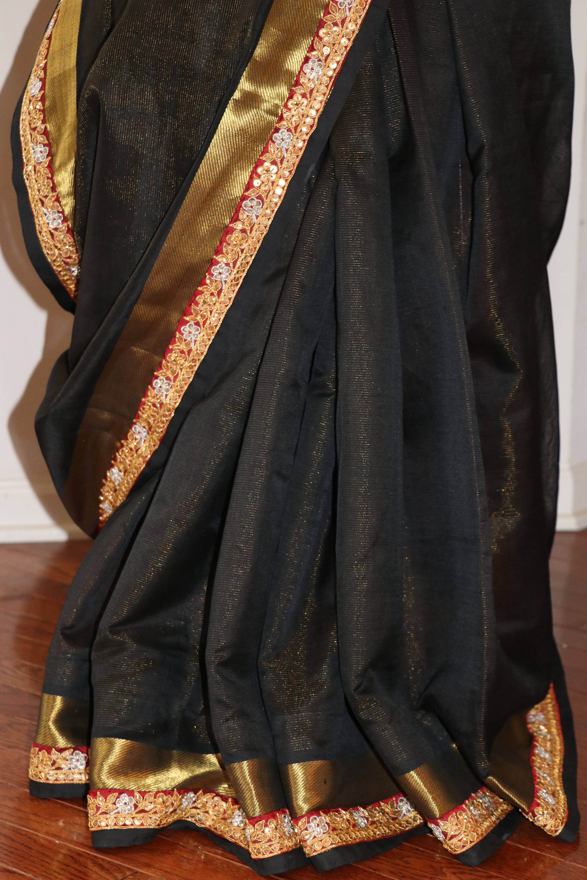 MaroonGolden Handwork Kasab border On Black Silk Cotton Etsy