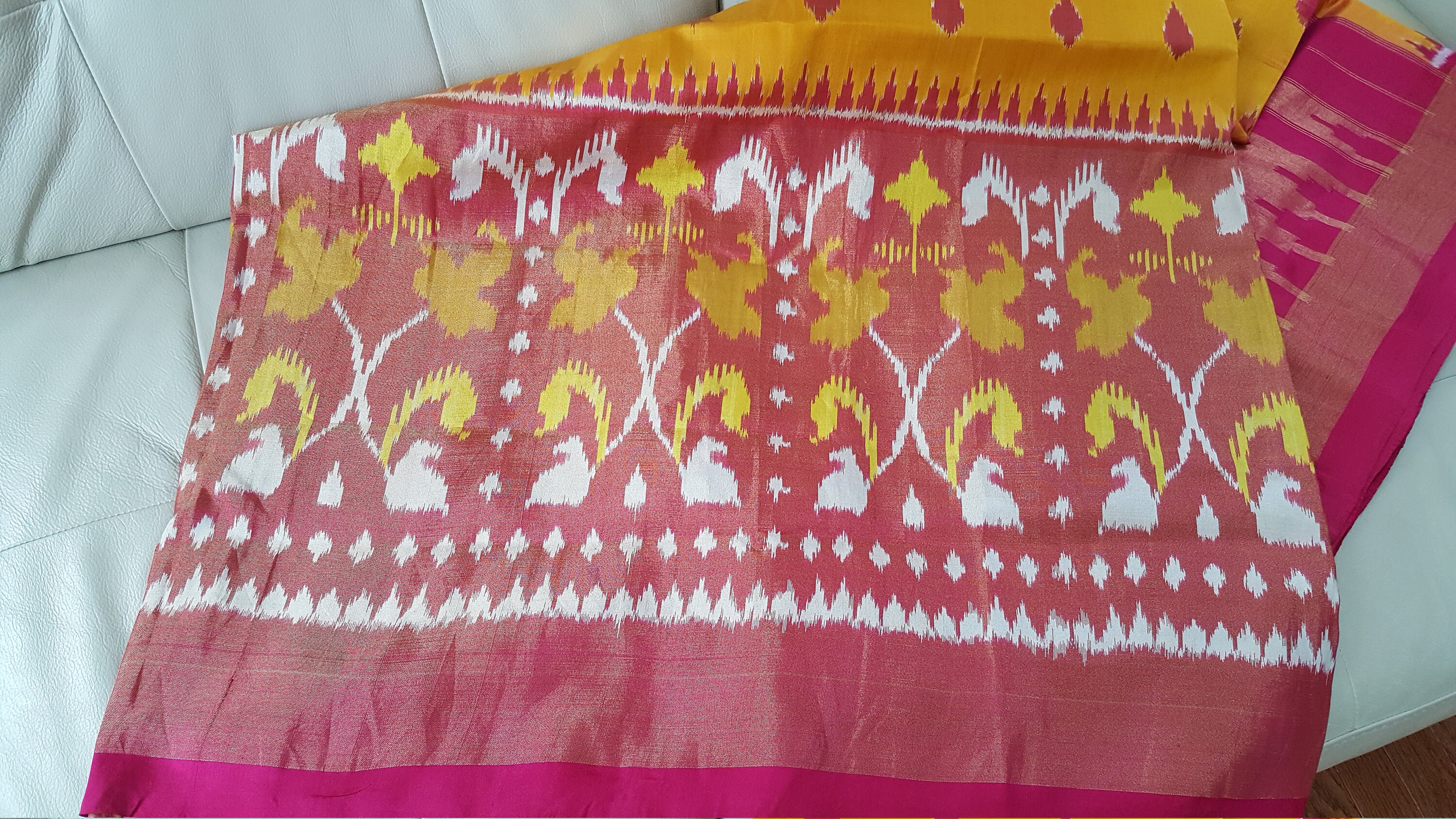 Pure Silk Wide Border Ikkat silk Pochampally saree with | Etsy