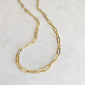 Gold Paperclip Chain Necklace: 24k Plated Stacking Chain