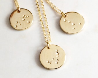 Hand Stamped Constellation Necklace: Custom Zodiac Sign Pendant