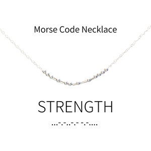 Strength Morse Code Necklace: Sterling Silver/Gold Filled Secret Message