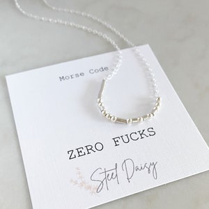 Collar de código Morse Zero Fucks – Plata de ley con relleno de oro y mensaje secreto