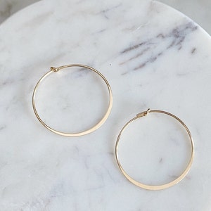 Handmade Hammered Gold Filled Hoop Earrings: Lightweight Sterling Silver Hoops