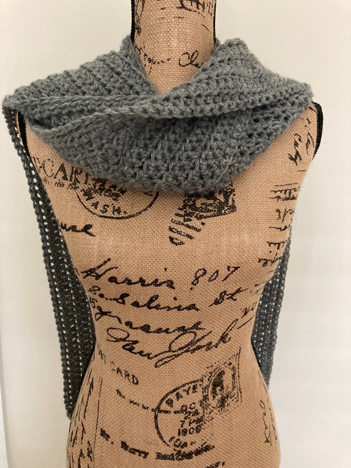 Gray Crochet Scarf Alpaca Blend Unique VNeck Style for Etsy