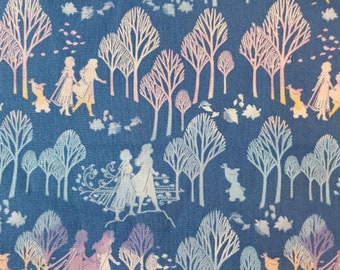 Personalized Blue Sisters fabric #2 embroidered baby doll diaper bag set