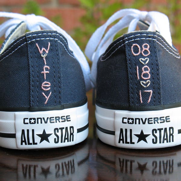 Custom Wedding Converse stitching, Custom Converse, Custom Chuck Taylors, Custom Bride Sneakers, Custom Chucks, shoes not included