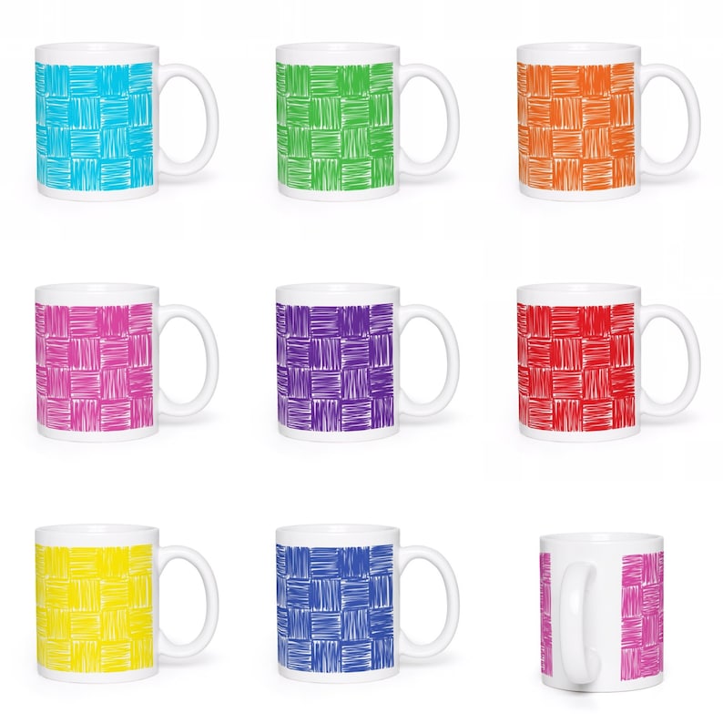 FREE SHIP 11-oz Mug Spring Colors Fun Knit Design Kitchen image 0