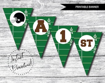 PRINTABLE Football Party Banner, Digital Football Banner, Football Alphabet Instant Download, Football Printable, Football Party Decor