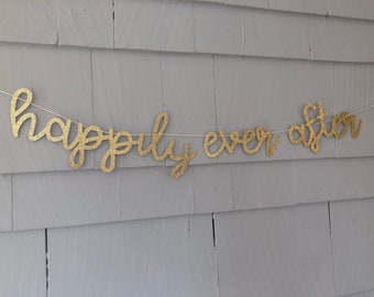 CHOOSE COLOR Happily Ever After Banner, Fairytale Bridal Shower, Glitter Bridal Shower Bunting, Bridal Shower Decor, Bride to Be Party Decor