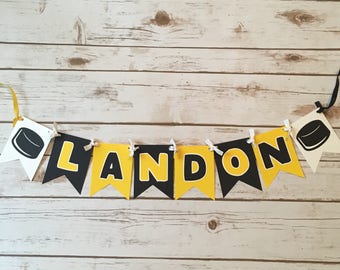 CUSTOM Hockey Birthday Banner - You Choose Colors - Hockey Birthday Bunting, Hockey Happy Birthday, Sports Birthday Decor,Hockey Party Decor