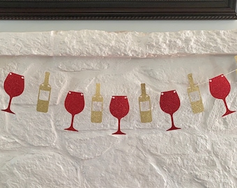 Wine Glass Banner Garland, Wine Birthday Decor, Wine Party Decor, Wine Bday, Wine Birthday, Alcohol Themed Party, Adult Birthday Party