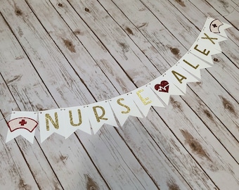 Banner de graduación de enfermería personalizado, decoración de fiesta de enfermería, banner de graduación de enfermería, fiesta de graduación de enfermería, graduación de enfermería, graduación médica