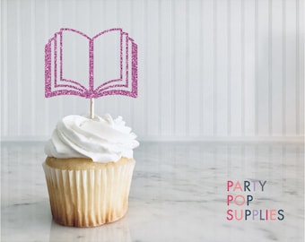 Book Cupcake Topper, Booktok Party, Reading Lover Party Decor, Book Food Picks, Reading Club Cake Toppers, Librarian Cupcake Toppers
