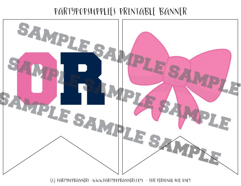 PRINTABLE Baseballs or Bows Gender Reveal Bannergender Reveal Etsy
