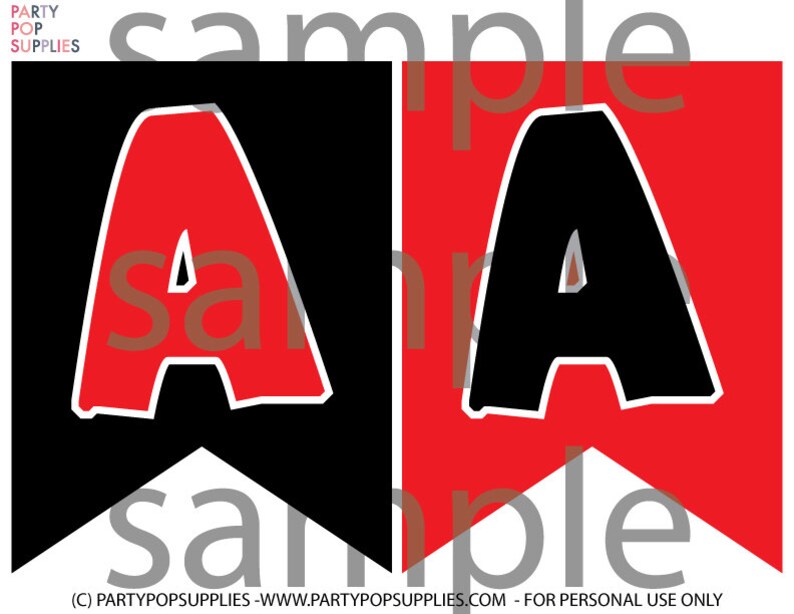 PRINTABLE Black and Red Printable Banner, Printable PDF Banner ...