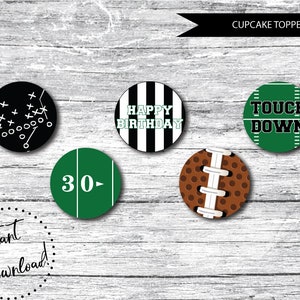PRINTABLE Football Cupcake Toppers, Instant Download Cupcake Toppers, Football Printable, Football Party Decor, Football Cake Topper