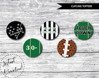 PRINTABLE Football Cupcake Toppers, Instant Download Cupcake Toppers, Football Printable, Football Party Decor, Football Cake Topper