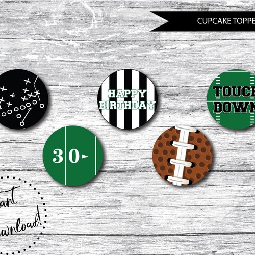 PRINTABLE Football Cupcake Toppers Instant Download Cupcake - Etsy