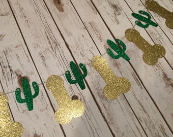 CHOOSE COLOR Final Fiesta Garland, Fiesta Bachelorette Decor, Final Fiesta Party Decor, Cactus Bachelorette Banner, Penis and Cactus Garland