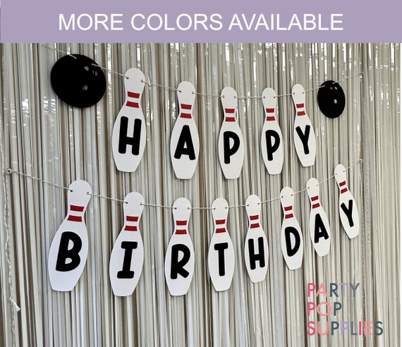 Bowling Birthday Banner, Happy Birthday Bowling Garland, Bowling Birthday Party Decor, Bowling Pin Banner, Bowling Theme, Bowling Alley