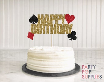 Casino Cake Topper, Poker Night Party Decor, Poker Night Cake Topper, Deck of Cards Party, Suits Cake Topper, Las Vegas Cake Topper