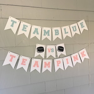 CHOOSE COLORS Team Pink vs Team Blue Hockey Gender Reveal Banner, Gender Reveal Bunting, Hockey Gender Reveal, Sports Gender Reveal Banner