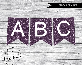 PRINTABLE Purple Glitter Banner, DIY Purple Banner, Instant Download Glitter Banner, Bachelorette Printable Banner, Instant Download Banner