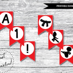 PRINTABLE Karate Birthday Banner, Karate Bunting, Martial Arts Birthday Decor, Taekwondo Birthday Party, Karate Party, Karate Alphabet File