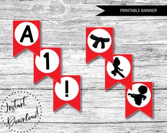 PRINTABLE Karate Birthday Banner, Karate Bunting, Martial Arts Birthday Decor, Taekwondo Birthday Party, Karate Party, Karate Alphabet File