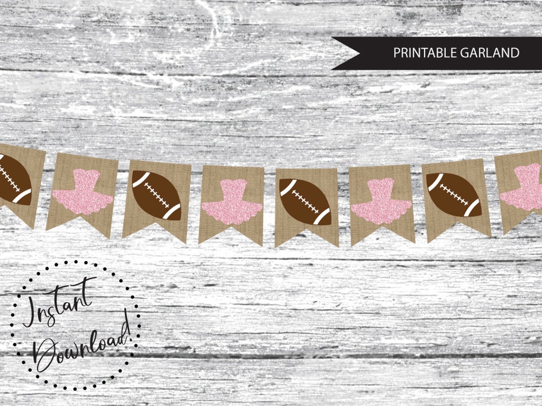 PRINTABLE Touchdowns or Tutus Gender Reveal Banner,gender Reveal Bunting, Football Gender Reveal ...