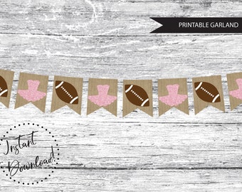 Touchdowns IMPRIMIBLES o Tutus Banner de Revelación de Género, Bunting de Revelación de Género, Revelación de Género de Fútbol, Revelación de Género de Ballet, Revelación de Género Deportivo