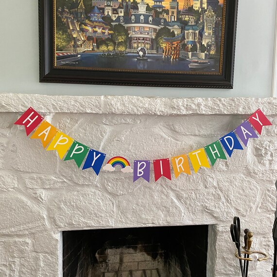 Rainbow Happy Birthday Banner, Rainbow Birthday Decor, Rainbow Bunting,  Rainbow Party, Colorful Birthday Decorations 