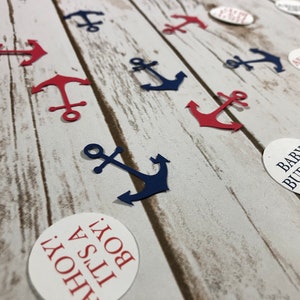 PERSONALIZED Nautical Confetti, Anchors Confetti, Ahoy It&#39;s a Boy Decor, Nautical Baby Shower Decor, It&#39;s A Boy, Baby Shower Confetti, C019