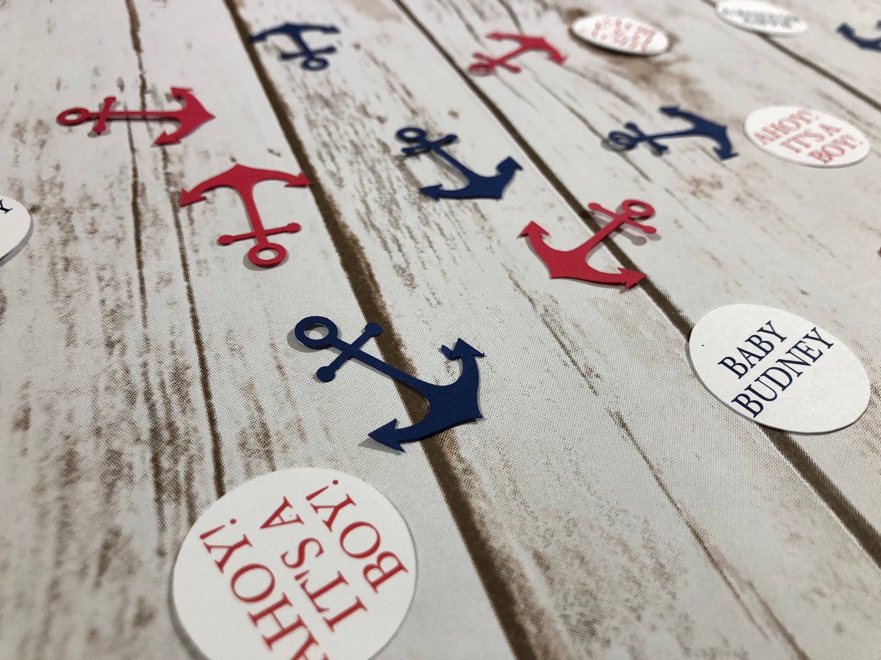 PERSONALIZED Nautical Confetti Anchors Confetti Ahoy Its a Boy Decor Nautical Baby Shower Decor Its A Boy Baby Shower