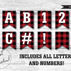 PRINTABLE Buffalo Check Plaid Banner, Buffalo Plaid Letter Download, Lumberjack Birthday Decor, Flannel Bachelorette, Buffalo Plaid Birthday