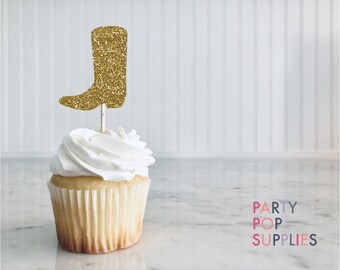 Cowboy Boot Cupcake Topper, Nashville Bachelorette Cupcake Topper, Country Party Decor, 90s Country Party, Nash Bash, Boot Food Pick