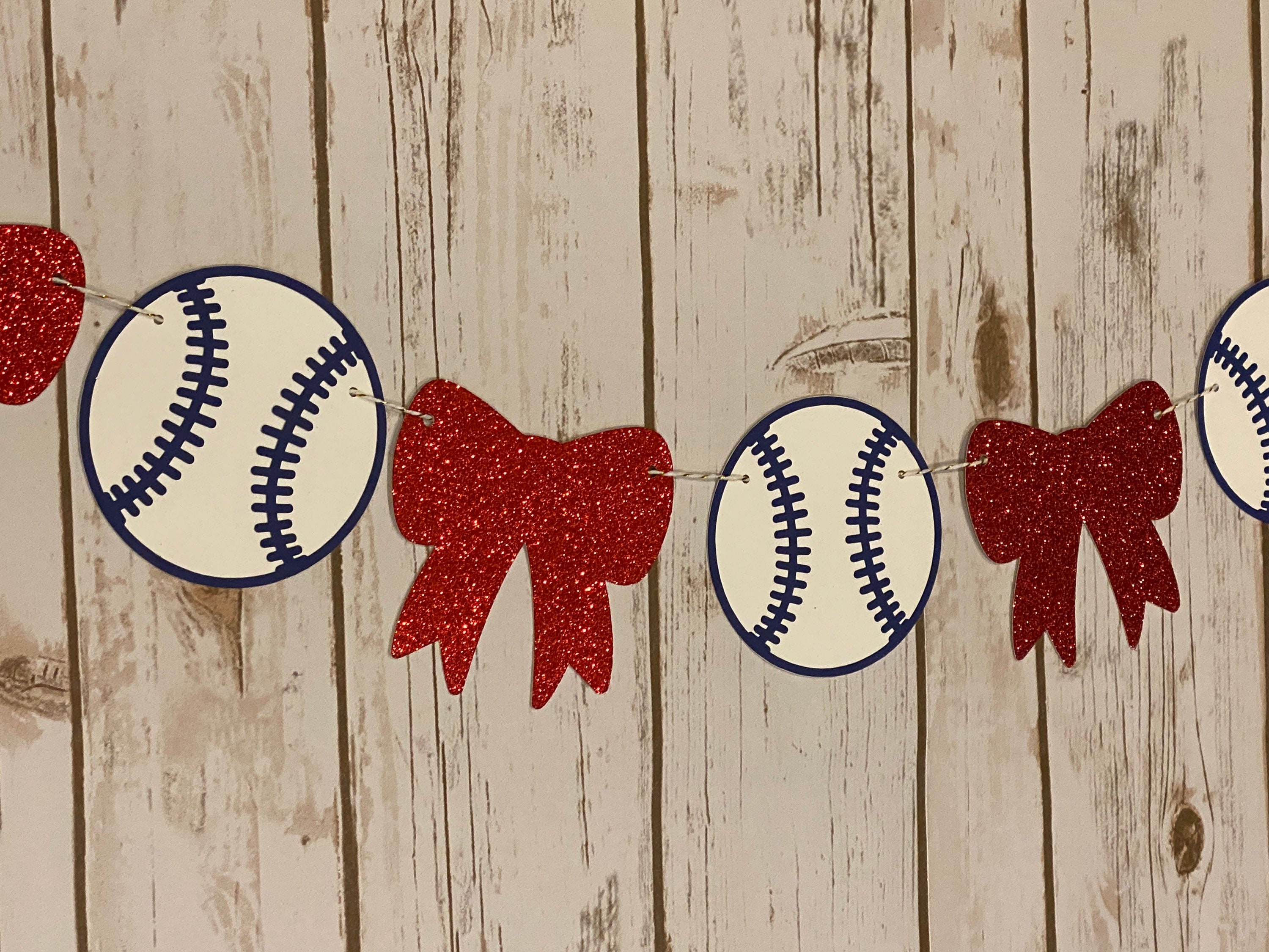CHOOSE COLORS Baseballs or Bows Garland Baseball Garland Bow Etsy.de