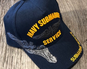 USS Permit SSN-594 Ball Cap Embroidered Submarine Dolphins Veteran Navy Sub Hat