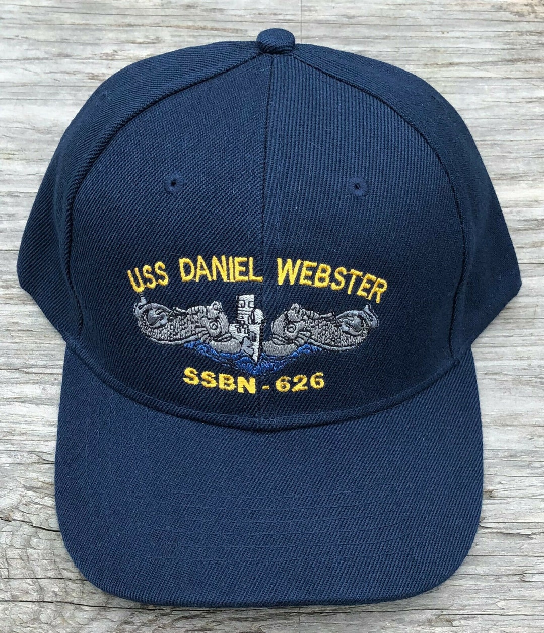 USS Daniel ster SSBN626 Ball Cap Embroidered Silver Dolphins FBM