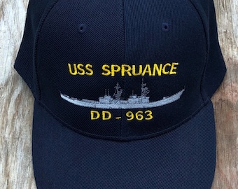 USS Spruance DD-963 Embroidered Ball Cap Vet Sprucan Destroyer US Navy Veteran Hat