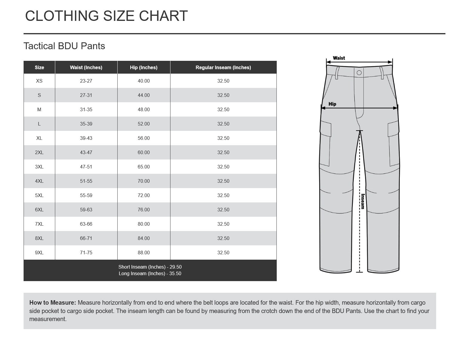 Aggregate more than 82 bdu pants size chart latest in.eteachers