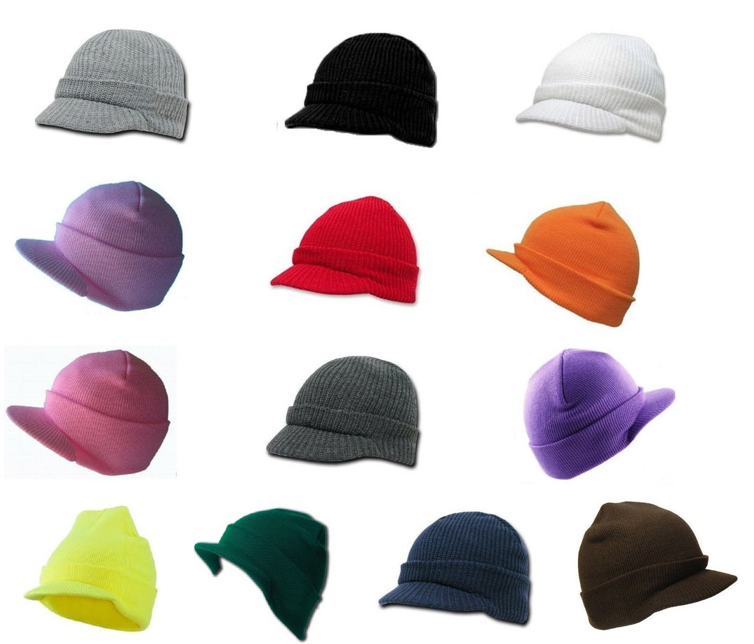 Decky Knit Visor Beanie Cap – Striped Tan One-Size Campus Style Hat, Machine Washable