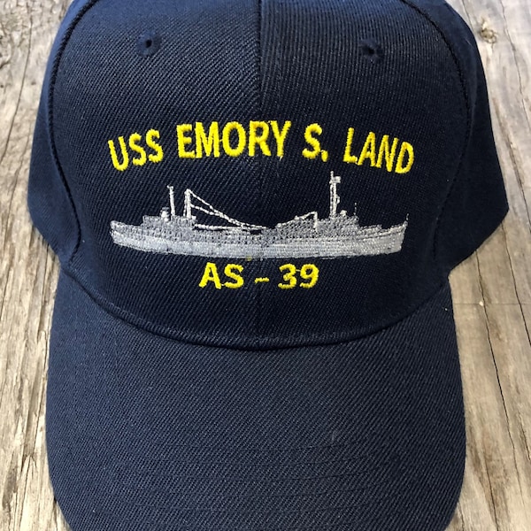 USS Emory S. Land AS-39 Embroidered Ball Cap Submarine Tender Vet US Navy Veteran Hat