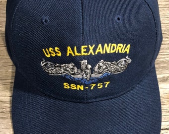 USS Alexandria SSN-757 Ball Cap Embroidered Submarine Silver Dolphins US Navy Veteran Sub Force Vet Hat