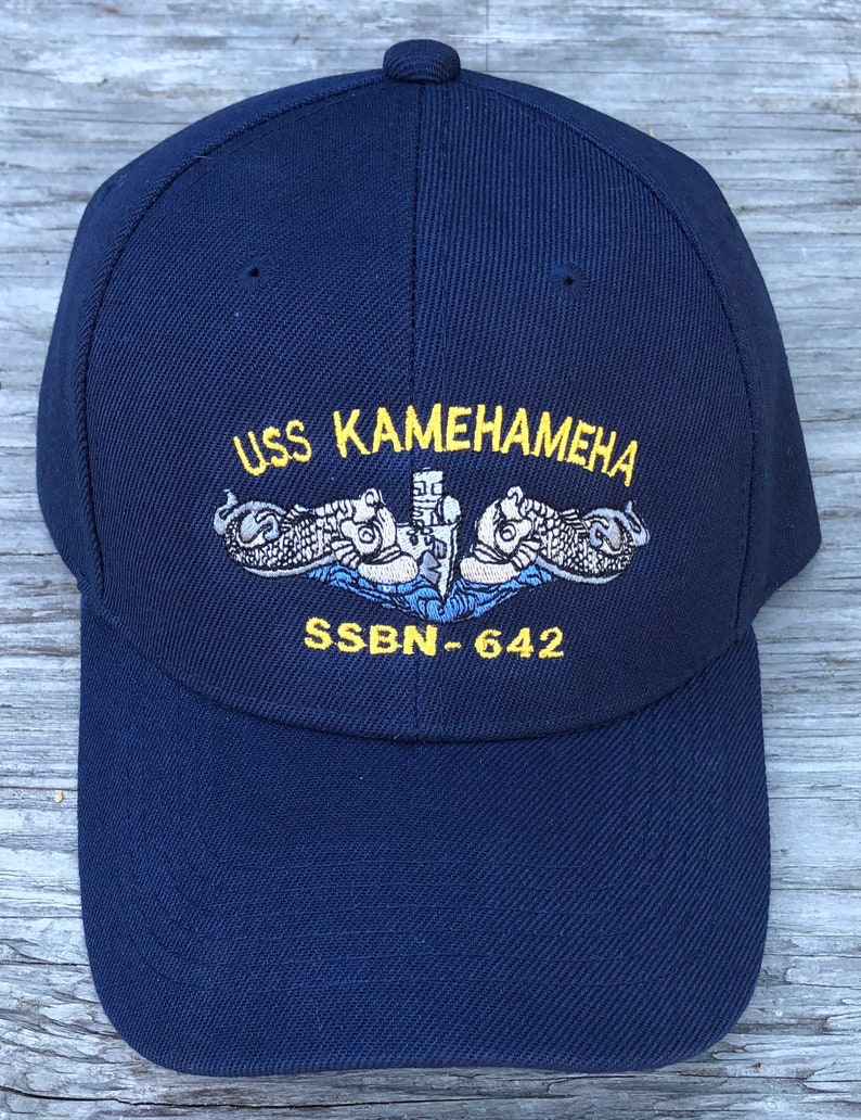 USS Kamehameha SSBN-642 Ball Cap Embroidered Submarine Silver Dolphins FBM Sub Force Navy Service Veteran Hat