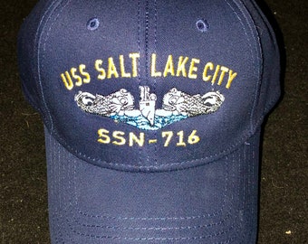 USS Salt Lake City SSN-716 Ball Cap Embroidered Submarine Silver Dolphins US Navy Veteran Sub Force Vet Hat