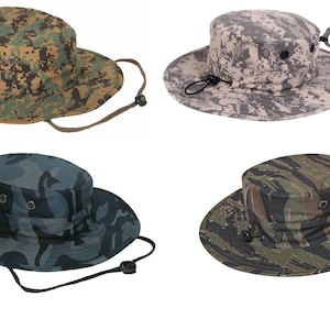 Adjustable Camo Boonie Hat Bucket Bush Army Navy Army Vietnam OIF OEF ...