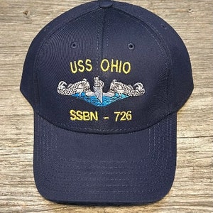 USS Ohio SSBN-726 Ball Cap Embroidered Enlisted Submarine Silver Dolphins US Navy Veteran Hat image 1