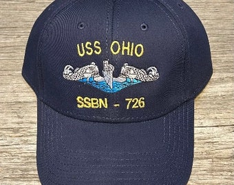 USS Ohio SSBN-726 Ball Cap Embroidered Enlisted Submarine Silver Dolphins US Navy Veteran Hat