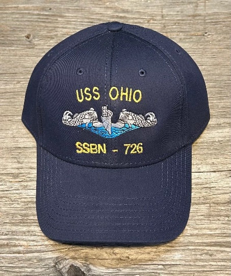 USS Ohio SSBN-726 Ball Cap Embroidered Enlisted Submarine Silver Dolphins US Navy Veteran Hat image 1